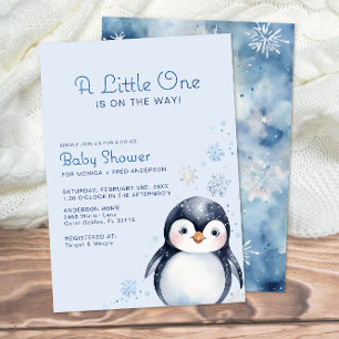 Invitation du Baby shower d'aquarelle de pingouin