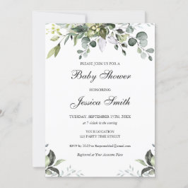 Invitation du Baby shower d'aquarelle Eucalyptus