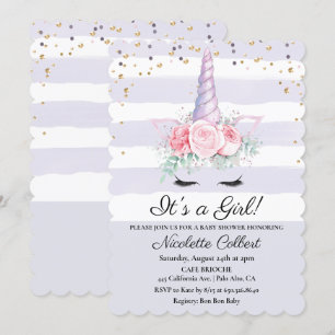 Invitation du Baby shower d'aquarelle florale Unic