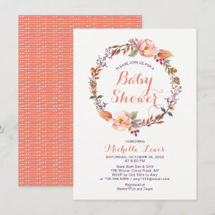 Invitation du Baby shower d'automne floral moderne