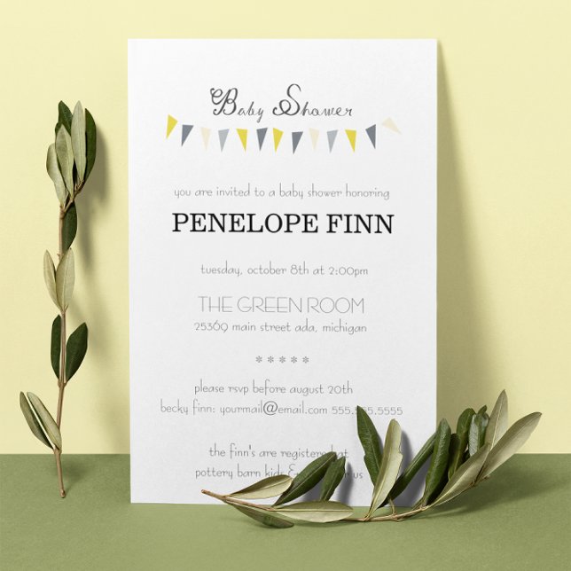 Invitation du Baby shower de Bunting (Créateur téléchargé)