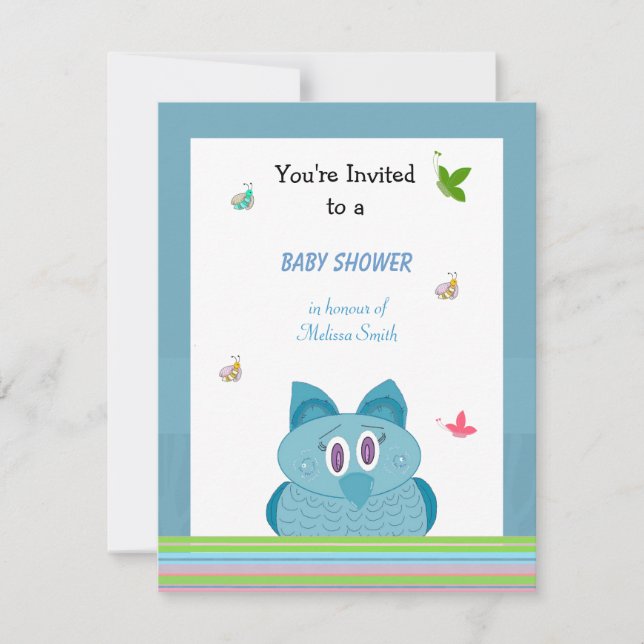 Invitation du Baby shower de Chouette Hooty (Devant)