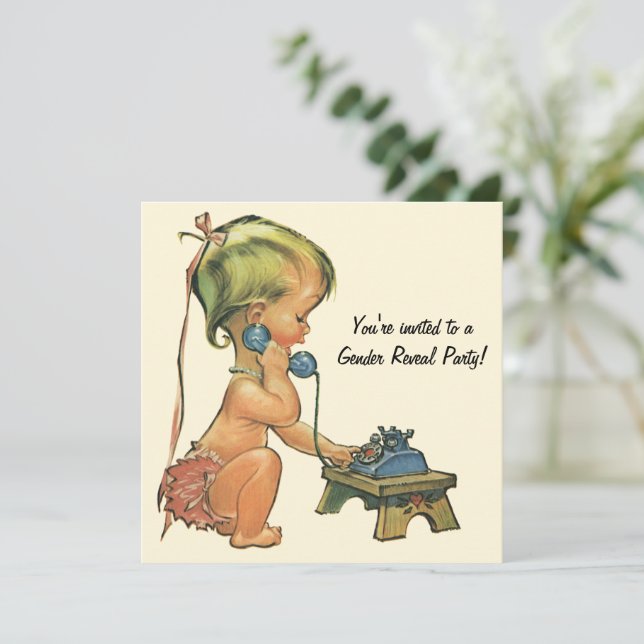 Invitation du Baby shower de  de révélation de gen (Debout devant)