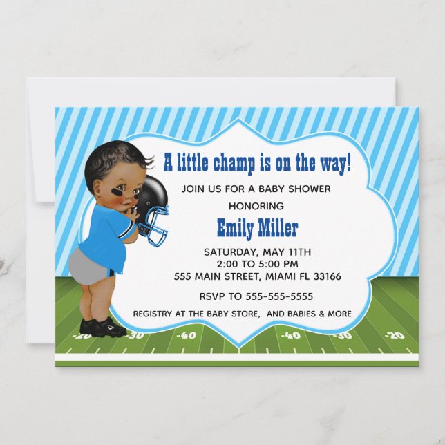 Invitation du baby shower de football américain (Devant)