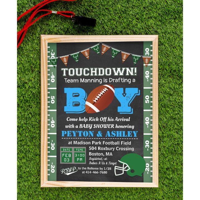 Invitation du Baby shower de football Chalkboard (Créateur téléchargé)