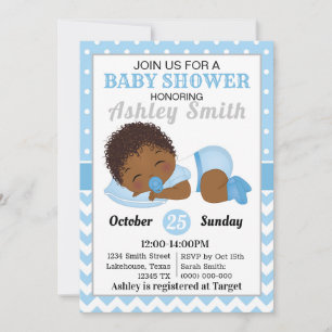Invitation du Baby shower de garçons afro-américai