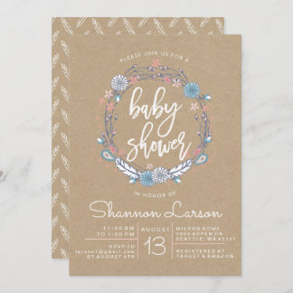 Invitation du Baby shower de germes floraux Boho