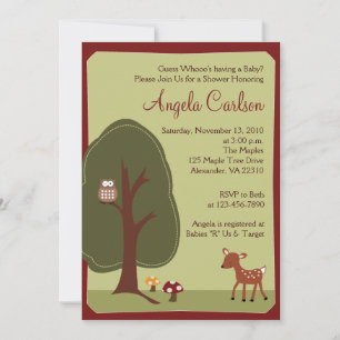 Invitation du Baby shower de la Chouette des cerfs