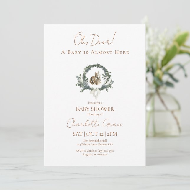 Invitation du Baby shower de la couronne de cerfs  (Debout devant)