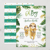 Invitation du Baby shower de la forêt tropicale