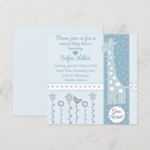 Invitation du Baby shower de la Girafe bleue