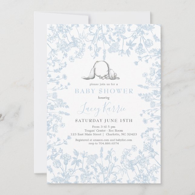 Invitation du baby shower de lapin de la Chinoiser (Devant)