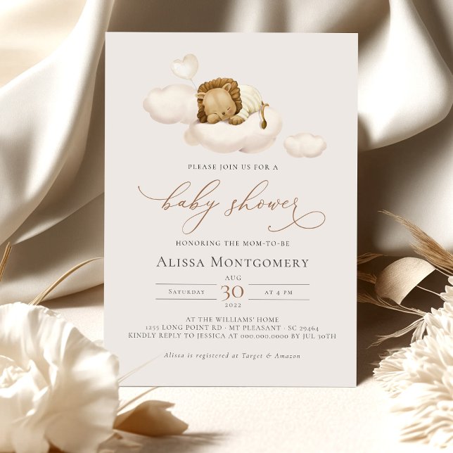 Invitation du Baby shower de Lion (Créateur téléchargé)