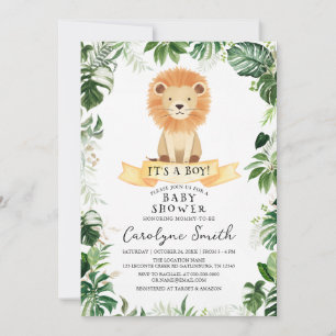 Invitation du Baby shower de Lion de la Jungle tro