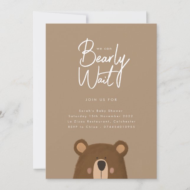 Invitation du Baby shower de l'ours neutre (Devant)