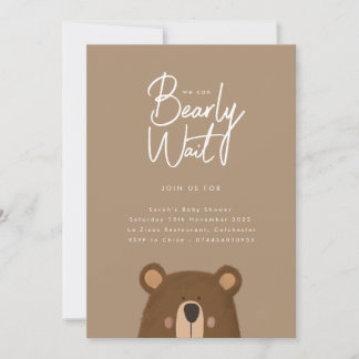 Invitation du Baby shower de l'ours neutre
