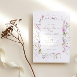 Invitation du Baby shower de prairie fleur sauvage