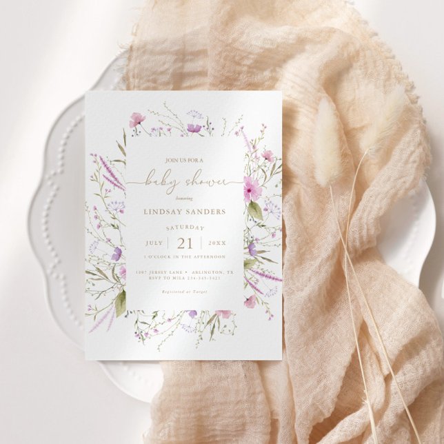 Invitation du Baby shower de prairie fleur sauvage (Créateur téléchargé)