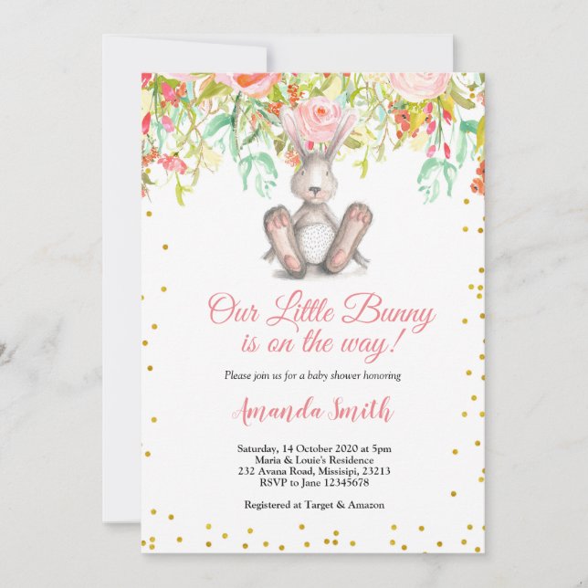 Invitation du Baby shower de printemps de Little B (Devant)