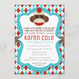 Invitation du Baby shower de singe de Sock