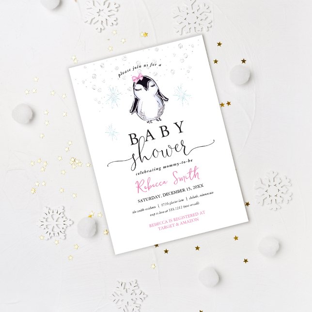 Invitation du Baby shower d'hiver de Penguin (Créateur téléchargé)