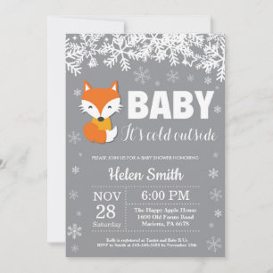 Invitation du Baby shower d'hiver Fox Snowflake