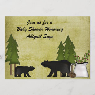 Invitation du Baby shower d'ours de montagne rusti