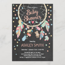 Invitation du Baby shower Dreamcatcher Tribal Boho