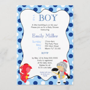 Invitation du Baby shower du Dragon de Chevalier