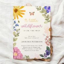 Invitation du Baby shower Fleur sauvage vintage