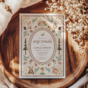 Invitation du Baby shower forestier rustique