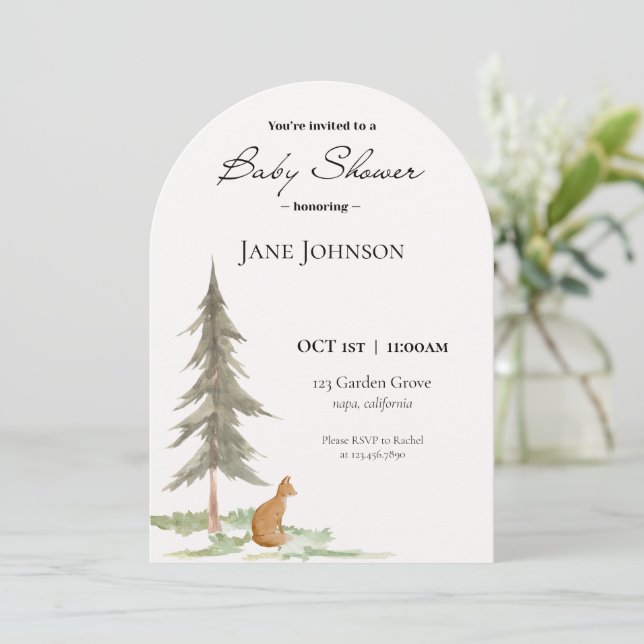 Invitation du Baby shower Fox (Debout devant)