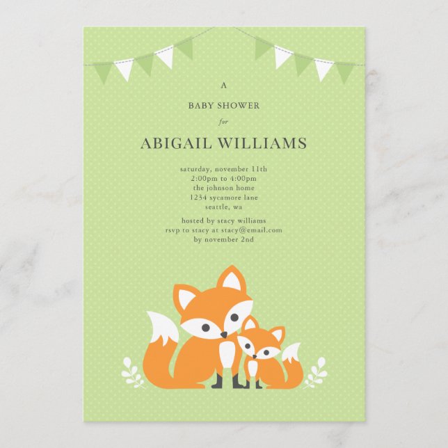 Invitation du Baby shower Fox (Devant)