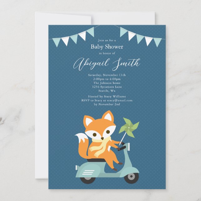 Invitation du Baby shower Fox (Devant)