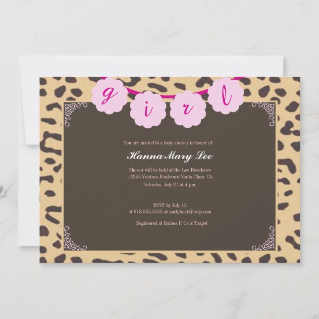 Invitation du Baby shower Leopard (Devant)