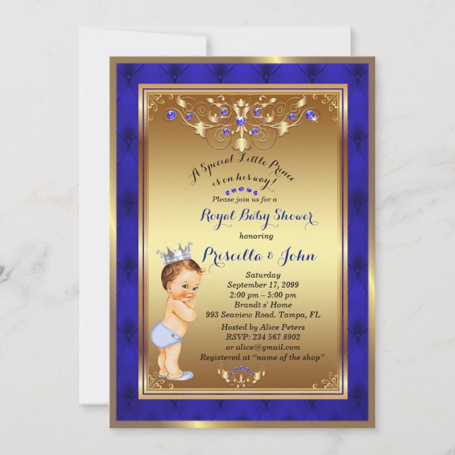 Invitation du Baby shower Little Prince, Royal Blu (Devant)