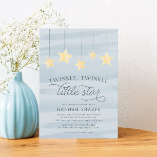 Invitation du Baby shower Little Star Bleu ciel