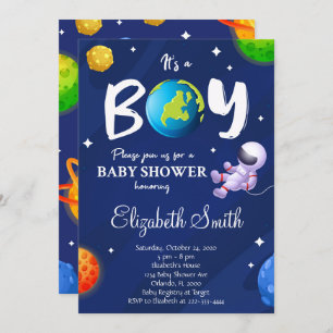 Invitation du Baby shower pour garçons de l'espace
