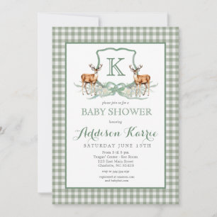 Invitation du Baby shower Preppy Deer En vichy Cre
