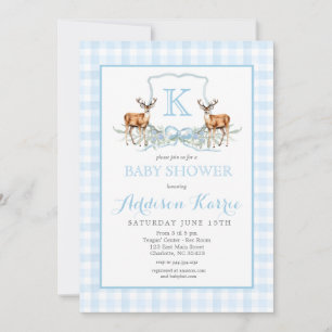 Invitation du Baby shower Preppy Deer En vichy Cre