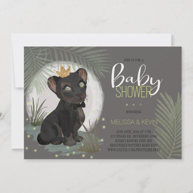 Invitation du Baby shower Prince Black Panther (Devant)