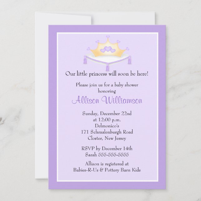 Invitation du Baby shower Princess Crown (Devant)