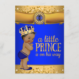 Invitation du Baby shower Royal Blue Gold