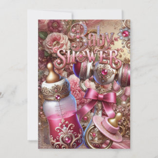 Invitation du Baby shower royal Joyau floral Vinta
