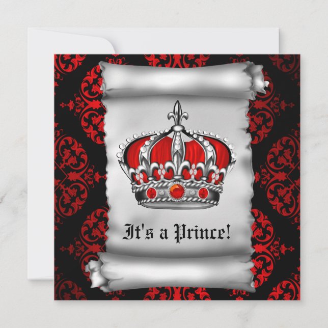 Invitation du Baby shower Royal Red Prince (Devant)