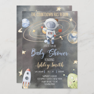 Invitation du Baby shower spatial astronaute