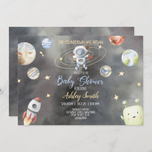 Invitation du Baby shower spatial astronaute
