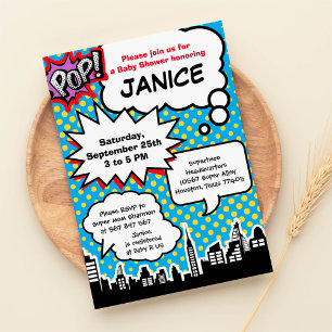 Invitation du Baby shower Superhero