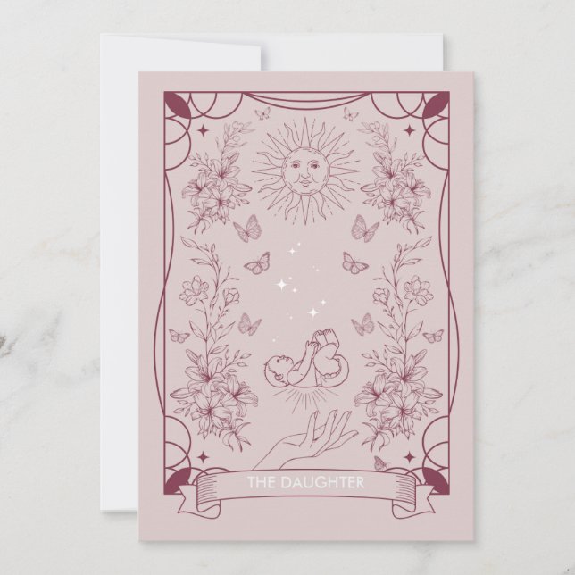 Invitation du Baby shower Tarot fille (Devant)
