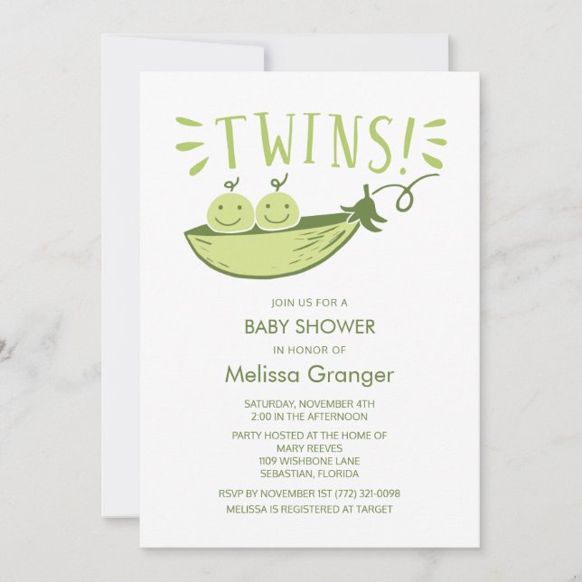 Invitation du Baby shower Twins (Devant)